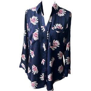 Express Navy Floral Button Down Shirt